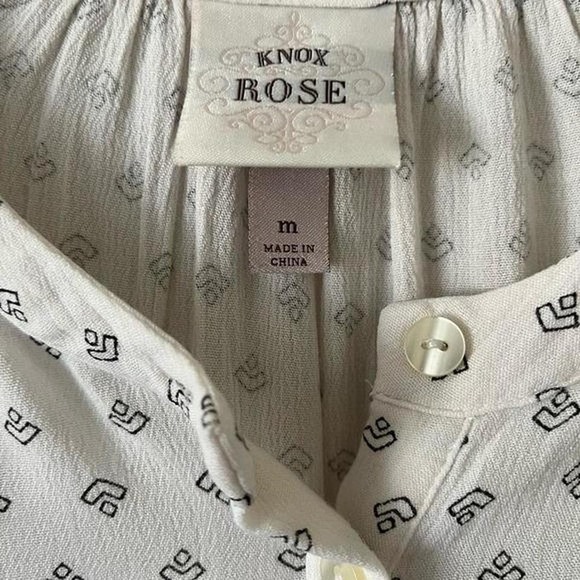 Knox Rose long sleeve top lagenlook cottagecore medium white and black. - Picture 3 of 4